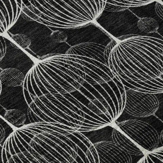 Black And Ivory Geometric Washable Area Rug With UV Protection Photo 8