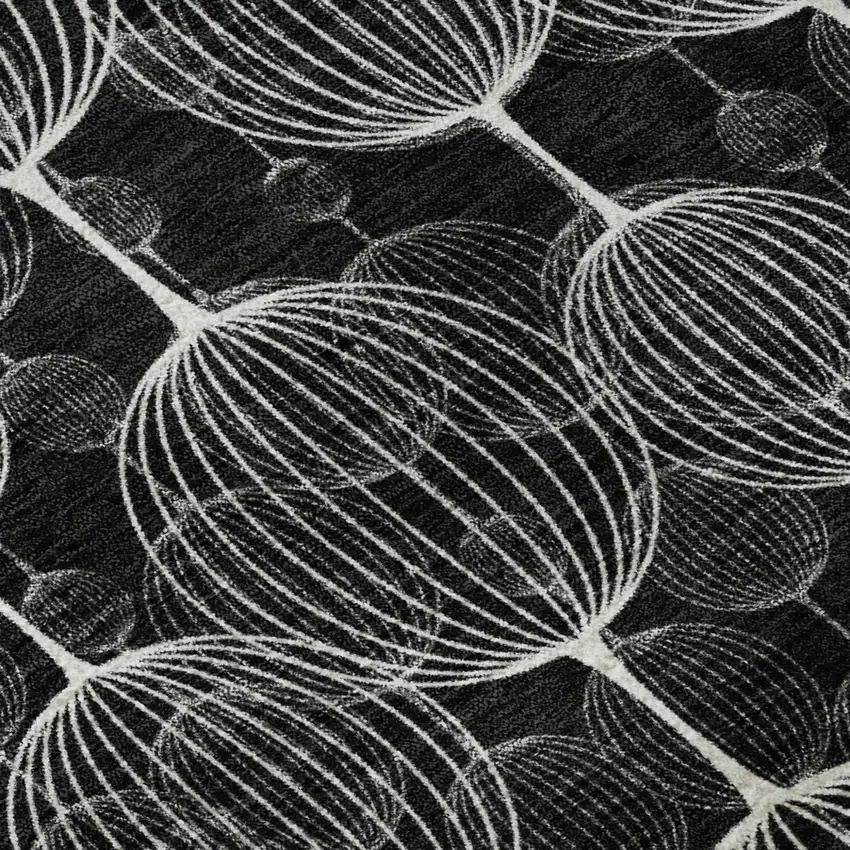 Black And Ivory Geometric Washable Area Rug With UV Protection Photo 8