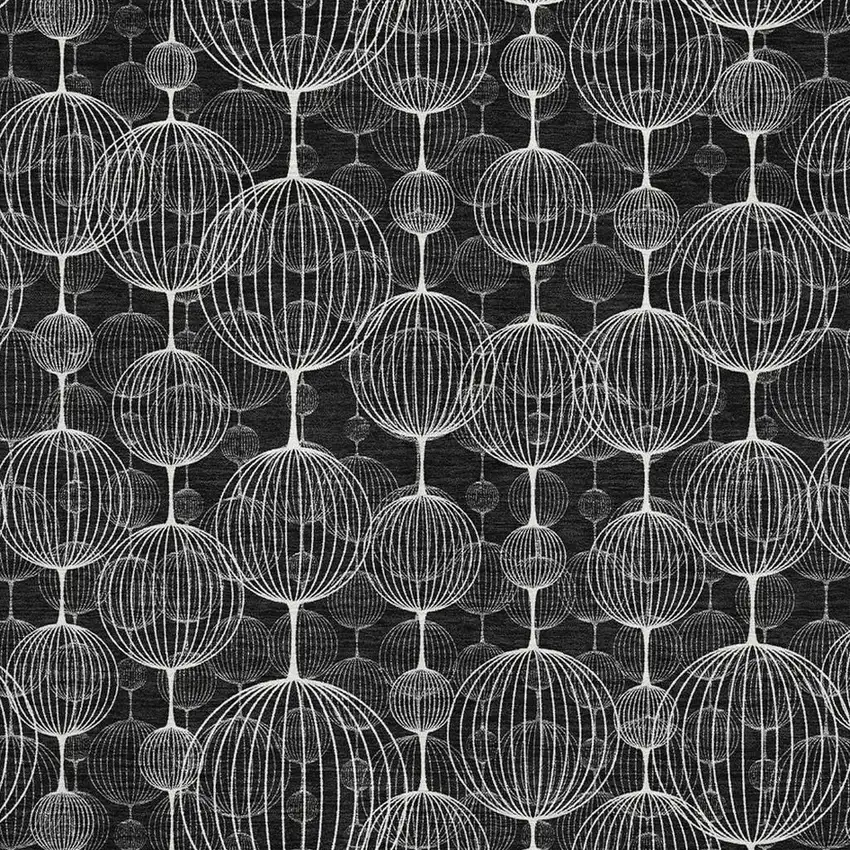 Black And Ivory Geometric Washable Area Rug With UV Protection Photo 3