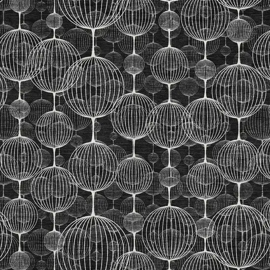 Black And Ivory Geometric Washable Area Rug With UV Protection Photo 3