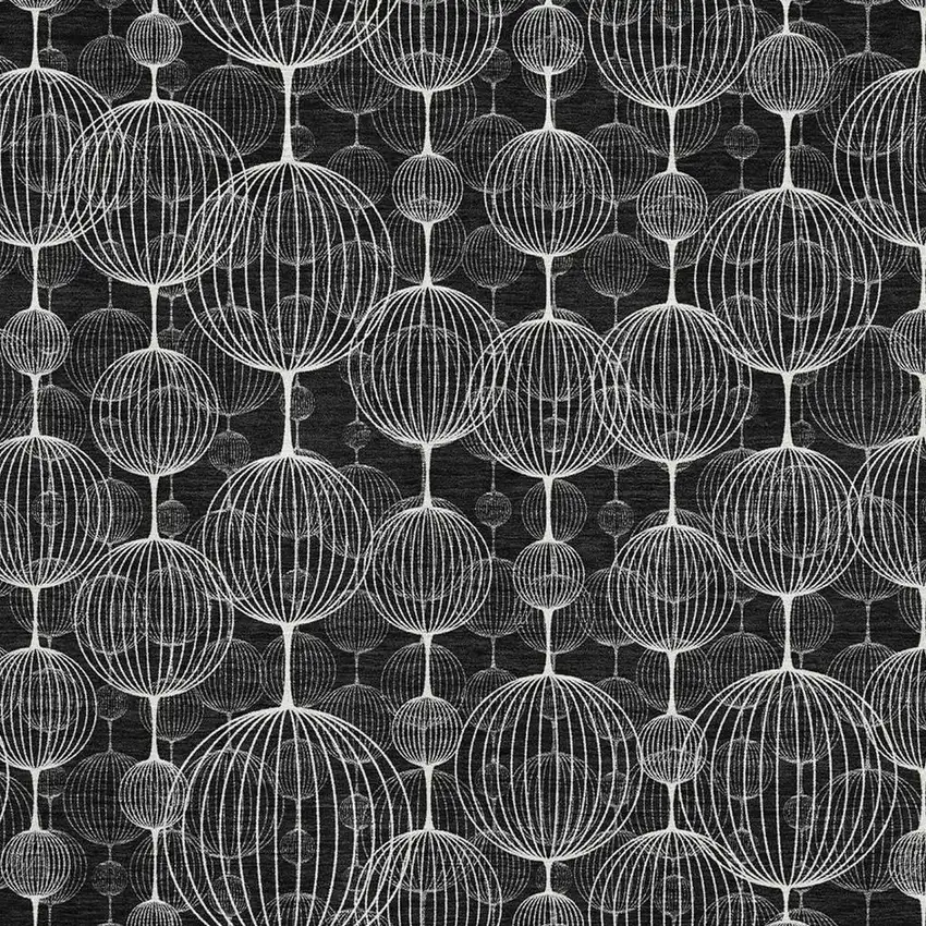 Black And Ivory Geometric Washable Area Rug With UV Protection Photo 3