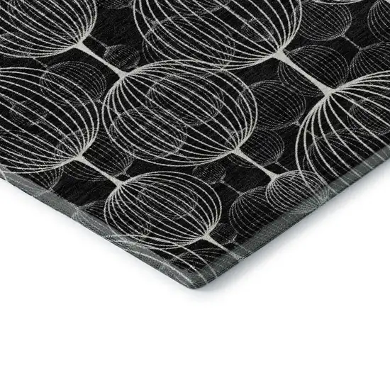 Black And Ivory Geometric Washable Area Rug With UV Protection Photo 8