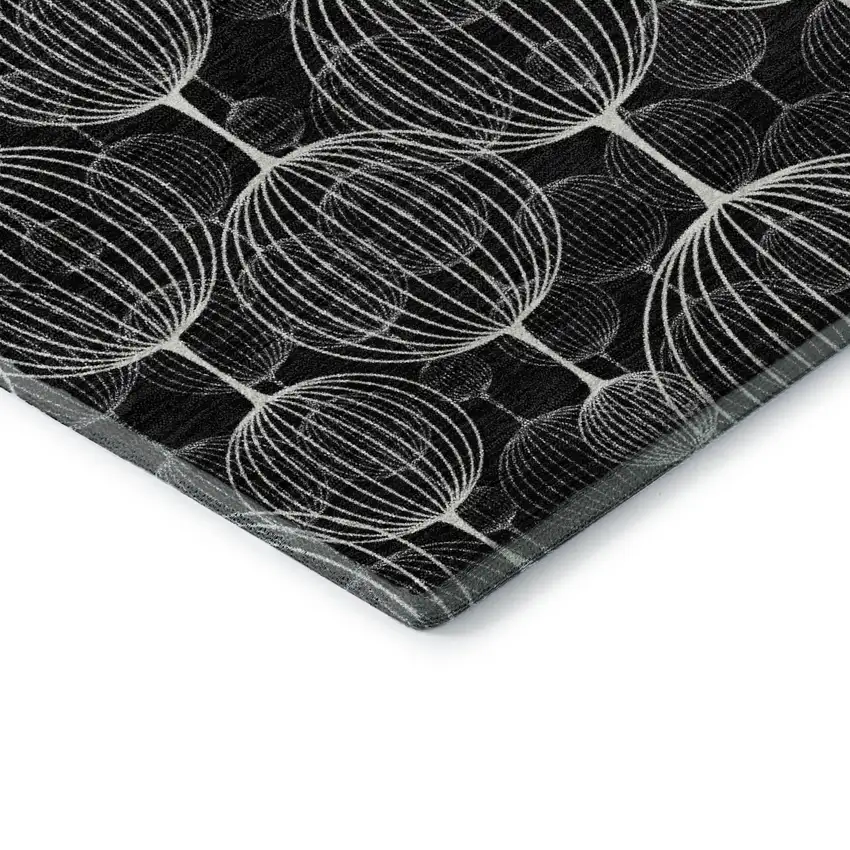 Black And Ivory Geometric Washable Area Rug With UV Protection Photo 8