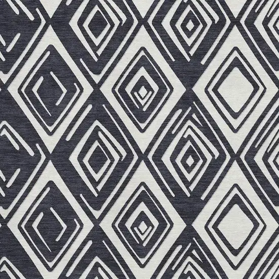 Black And Ivory Geometric Washable Area Rug With UV Protection Photo 3