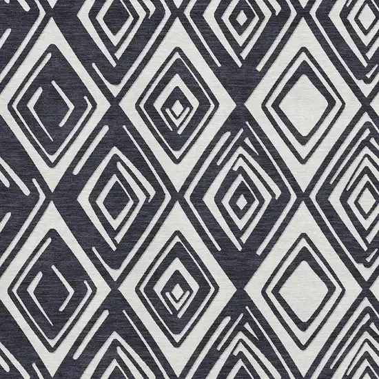 Black And Ivory Geometric Washable Area Rug With UV Protection Photo 3