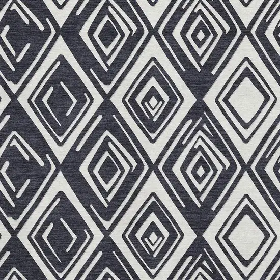 Black And Ivory Geometric Washable Area Rug With UV Protection Photo 3
