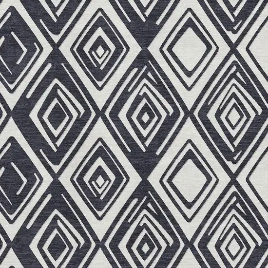 Black And Ivory Geometric Washable Area Rug With UV Protection Photo 3