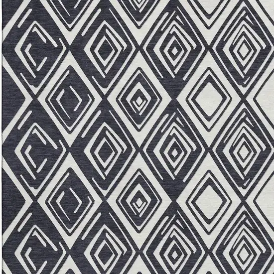 Black And Ivory Geometric Washable Area Rug With UV Protection Photo 3