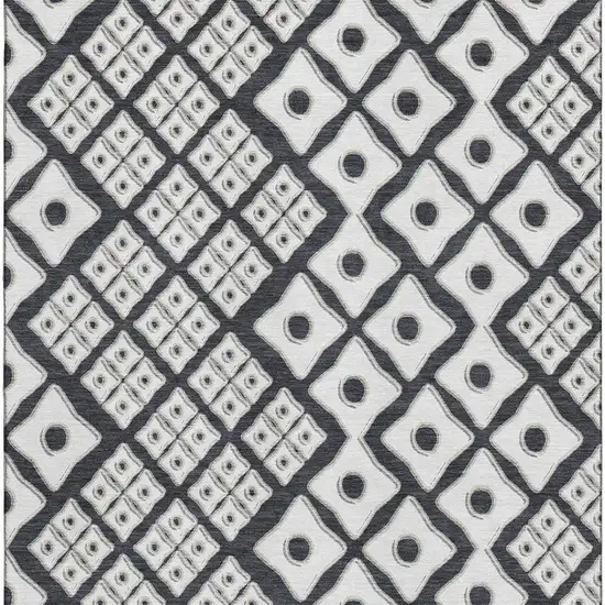 Black And Ivory Geometric Washable Area Rug With UV Protection Photo 5