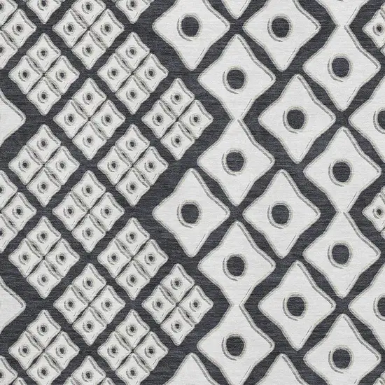 Black And Ivory Geometric Washable Area Rug With UV Protection Photo 4