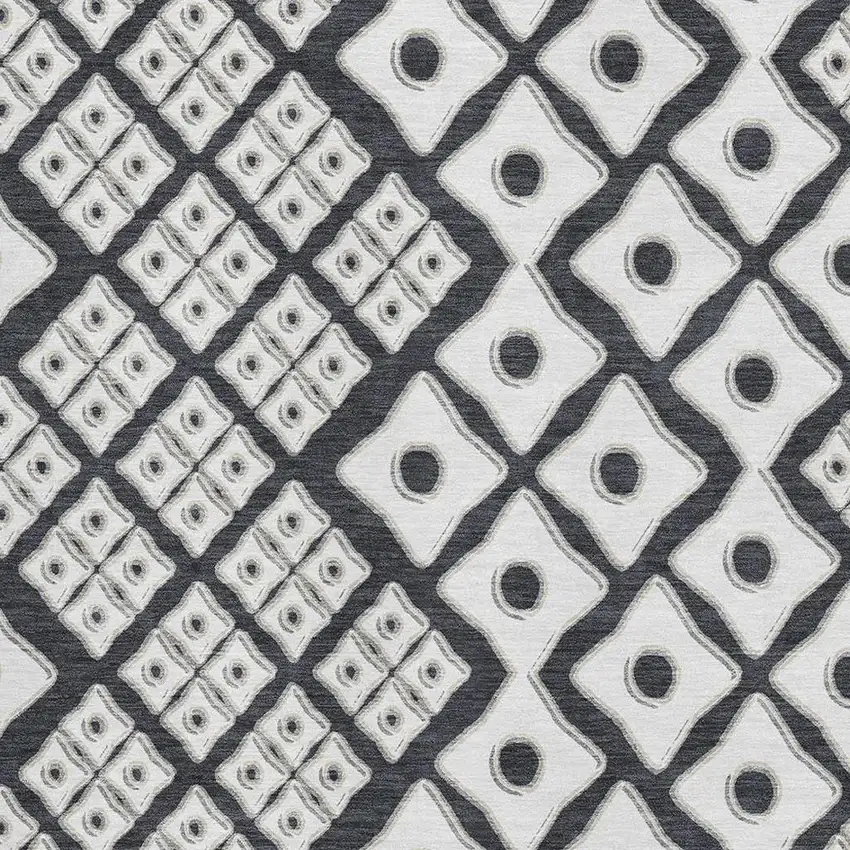 Black And Ivory Geometric Washable Area Rug With UV Protection Photo 4