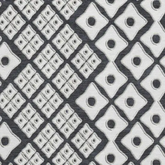 Black And Ivory Geometric Washable Area Rug With UV Protection Photo 4