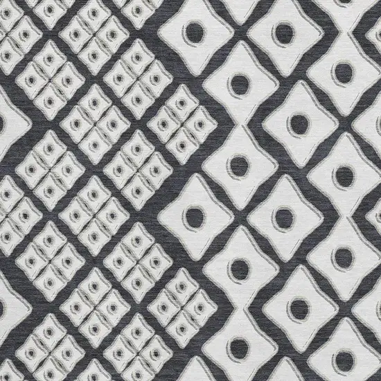 Black And Ivory Geometric Washable Area Rug With UV Protection Photo 3