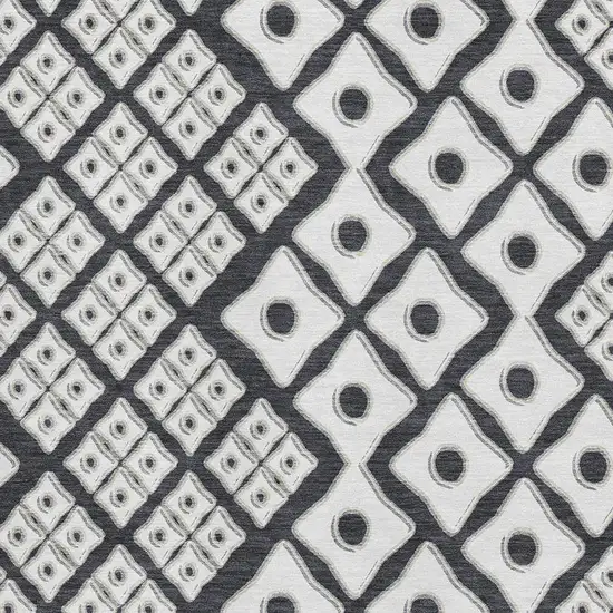 Black And Ivory Geometric Washable Area Rug With UV Protection Photo 4