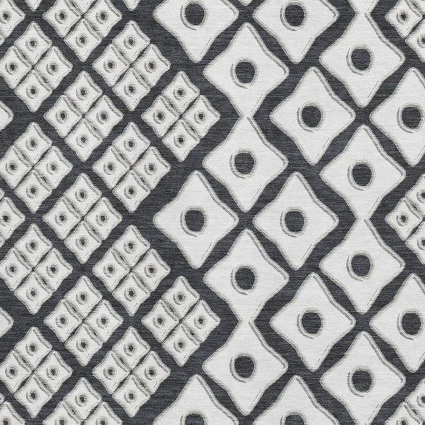 Black And Ivory Geometric Washable Area Rug With UV Protection Photo 4