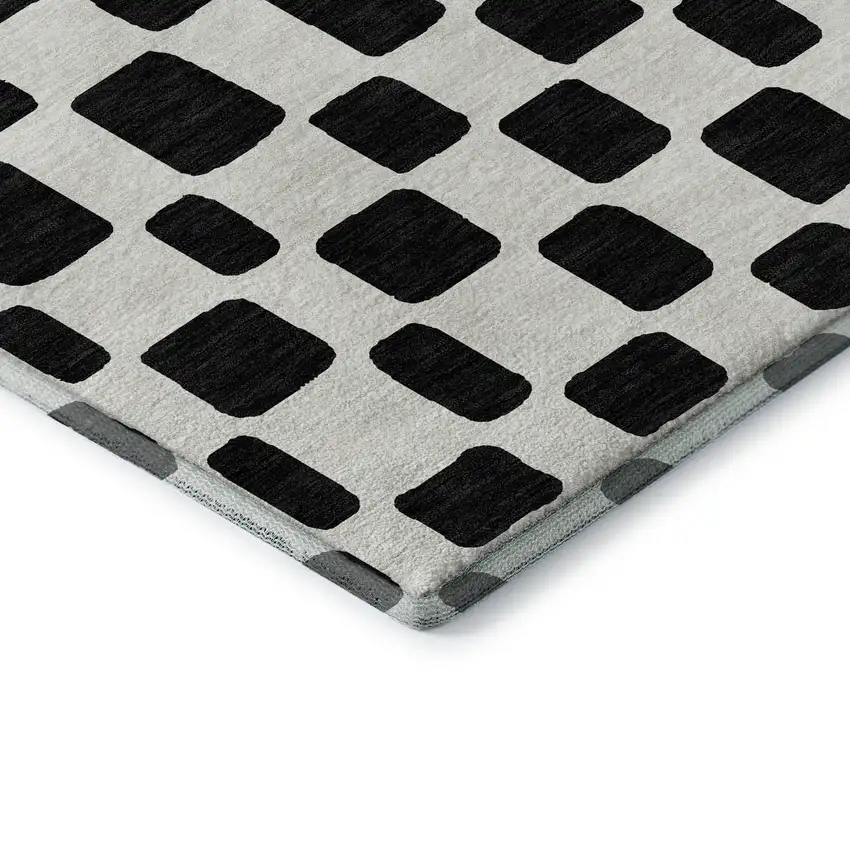 Black And Ivory Geometric Washable Area Rug With UV Protection Photo 8