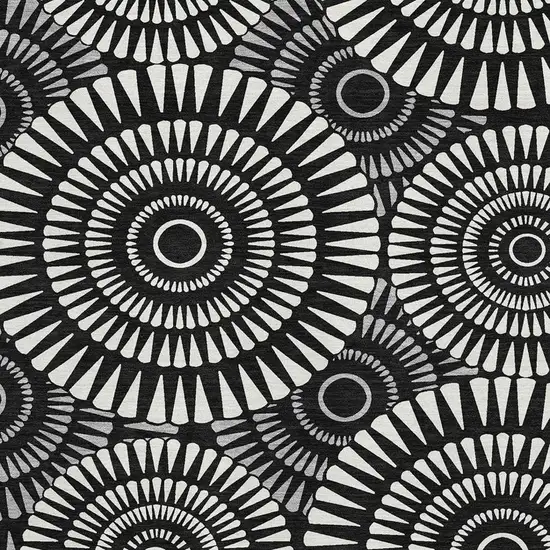 Black And Ivory Geometric Washable Area Rug With UV Protection Photo 5