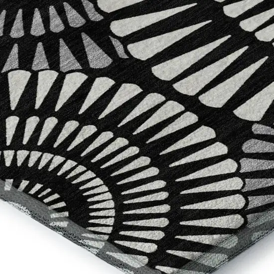 Black And Ivory Geometric Washable Area Rug With UV Protection Photo 3