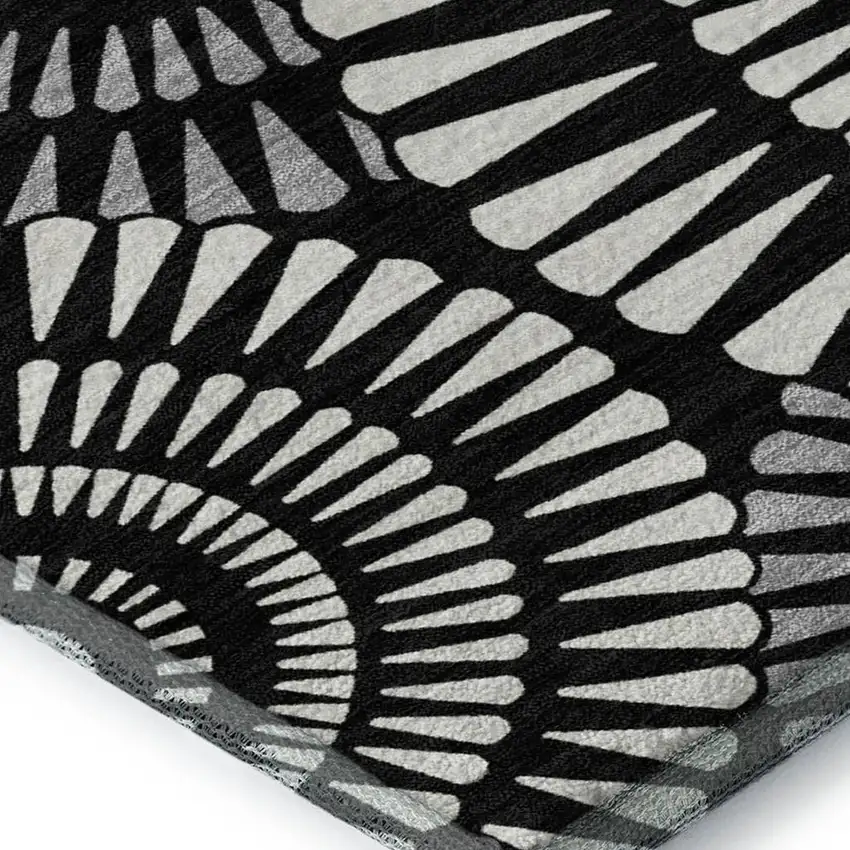 Black And Ivory Geometric Washable Area Rug With UV Protection Photo 3