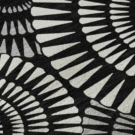 Black And Ivory Geometric Washable Area Rug With UV Protection Photo 7