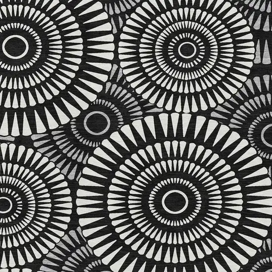 Black And Ivory Geometric Washable Area Rug With UV Protection Photo 3
