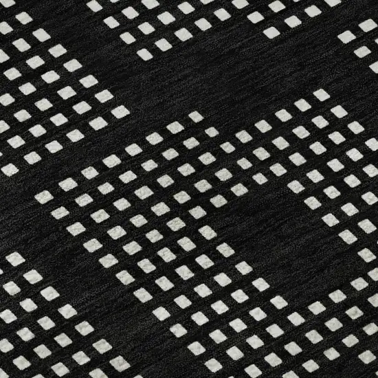 Black And Ivory Geometric Washable Area Rug With UV Protection Photo 9