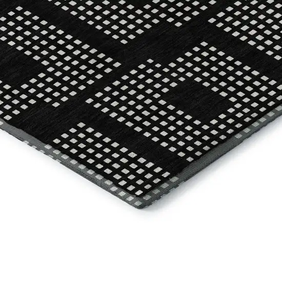 Black And Ivory Geometric Washable Area Rug With UV Protection Photo 7
