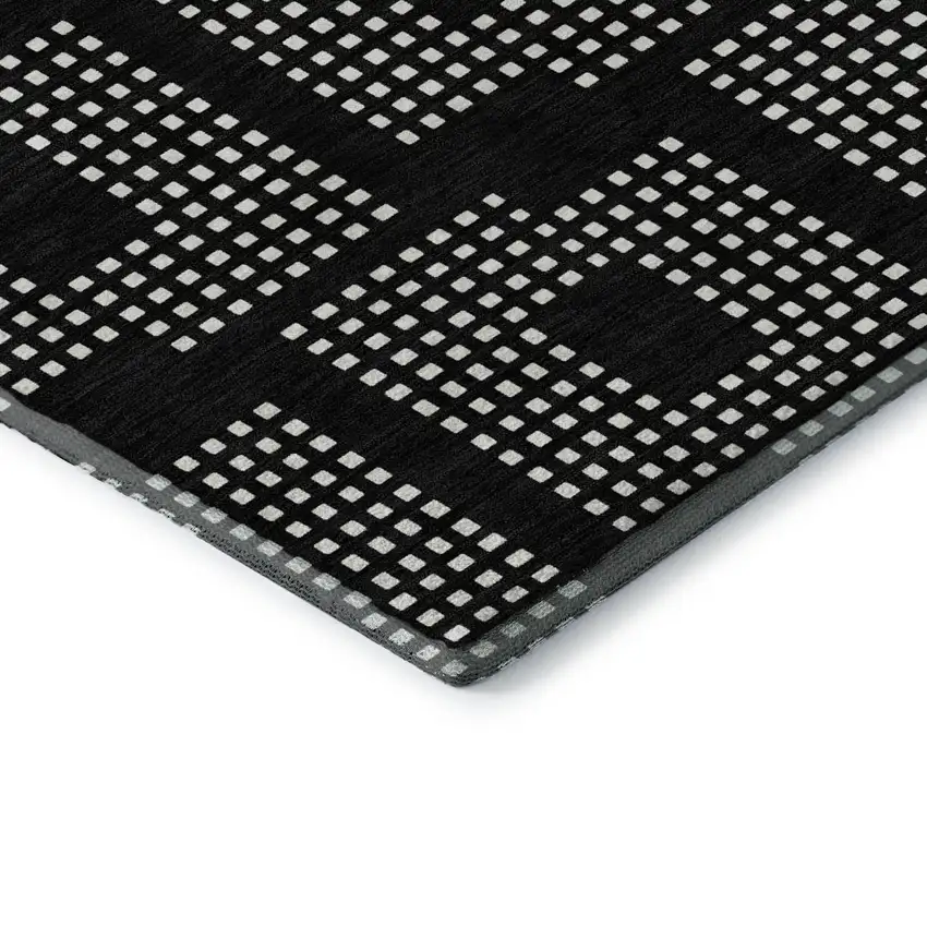 Black And Ivory Geometric Washable Area Rug With UV Protection Photo 7