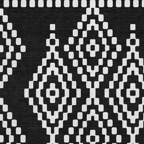 Black And Ivory Geometric Washable Area Rug With UV Protection Photo 4
