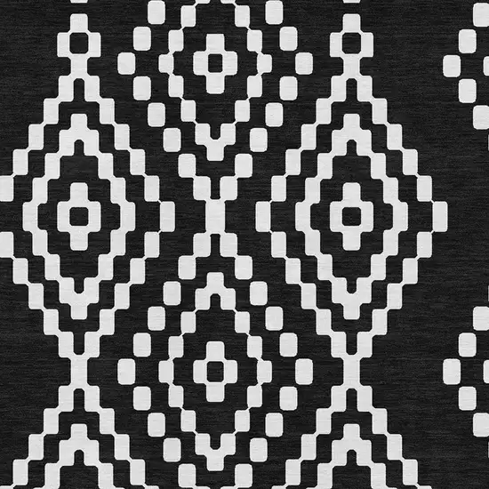 Black And Ivory Geometric Washable Area Rug With UV Protection Photo 8