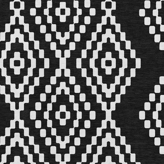 Black And Ivory Geometric Washable Area Rug With UV Protection Photo 3