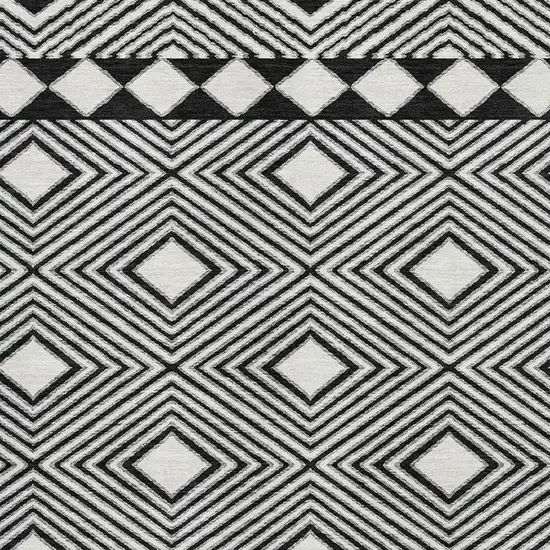Black And Ivory Geometric Washable Area Rug With UV Protection Photo 3