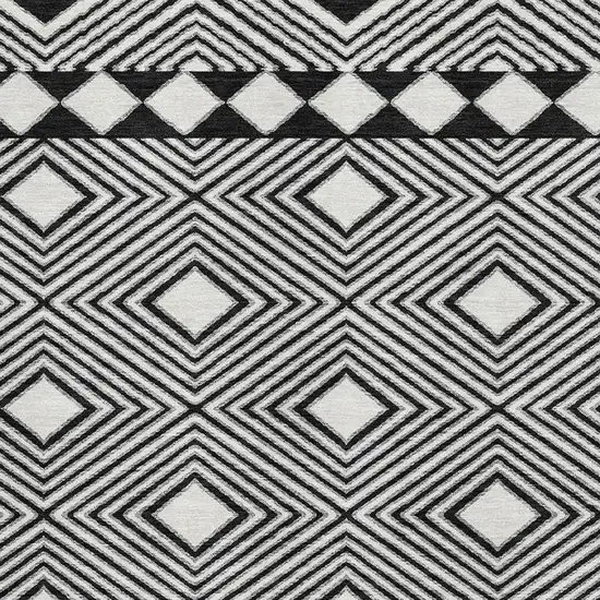 Black And Ivory Geometric Washable Area Rug With UV Protection Photo 3