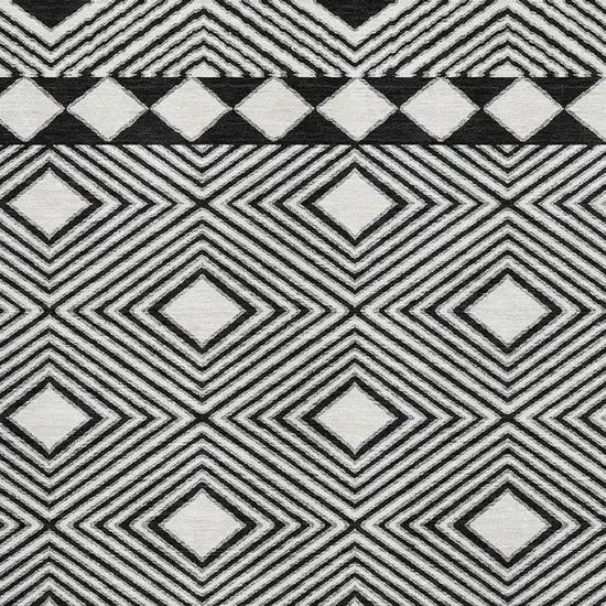 Black And Ivory Geometric Washable Area Rug With UV Protection Photo 3
