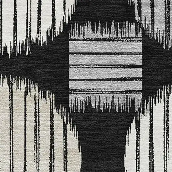 Black And Ivory Geometric Washable Area Rug With UV Protection Photo 3
