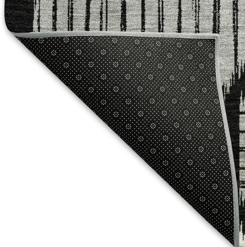 Black And Ivory Geometric Washable Area Rug With UV Protection Photo 7
