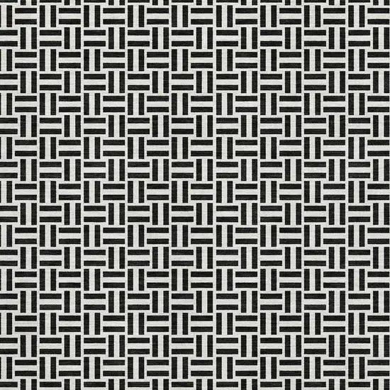 Black And Ivory Geometric Washable Area Rug With UV Protection Photo 4