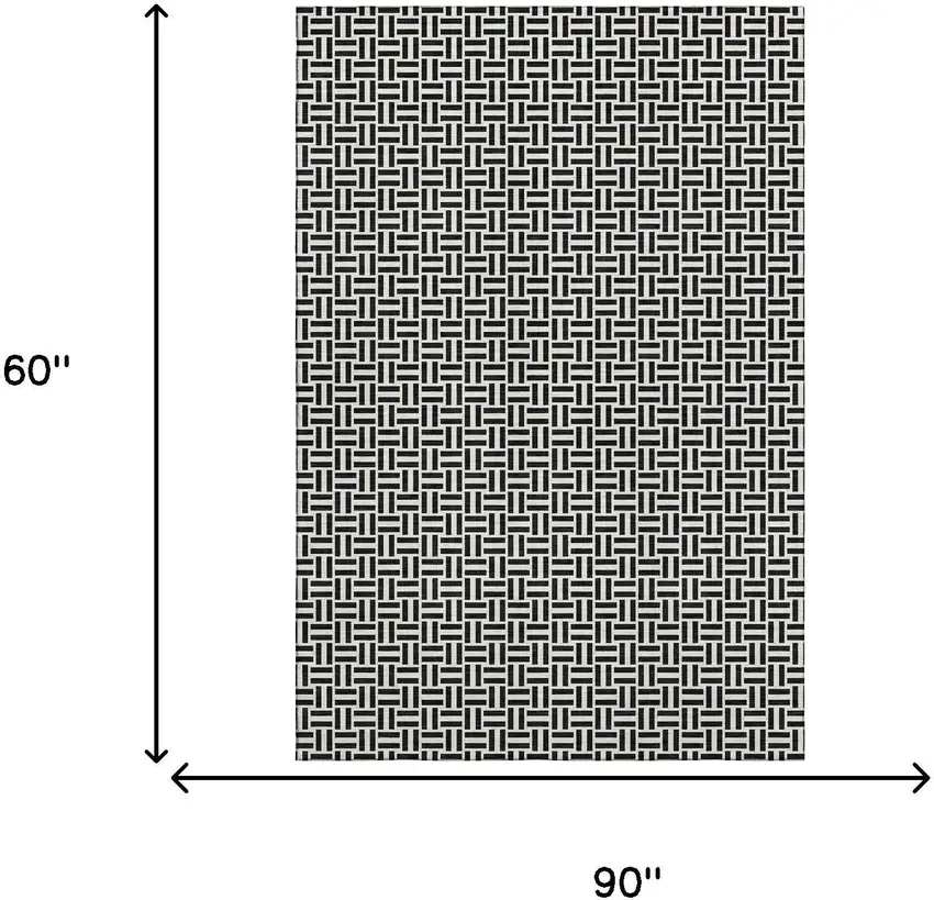 Black And Ivory Geometric Washable Area Rug With UV Protection Photo 3