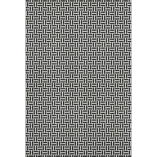 Black And Ivory Geometric Washable Area Rug With UV Protection Photo 7