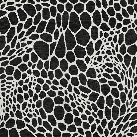 Black And Ivory Geometric Washable Area Rug With UV Protection Photo 3
