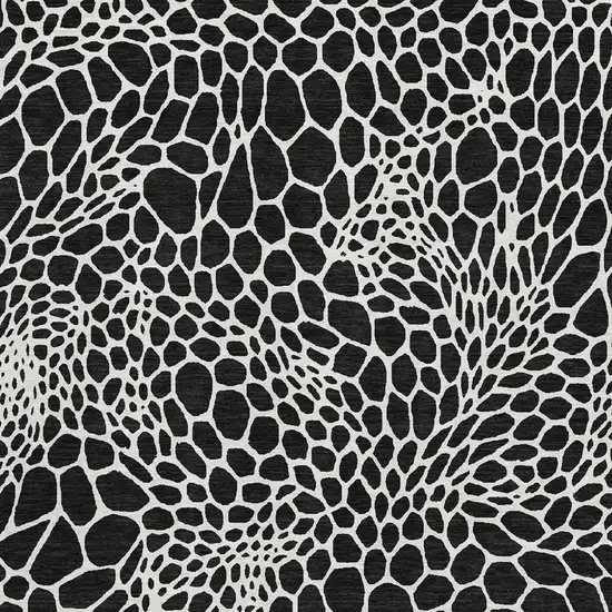 Black And Ivory Geometric Washable Area Rug With UV Protection Photo 3