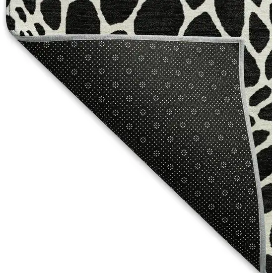 Black And Ivory Geometric Washable Area Rug With UV Protection Photo 7