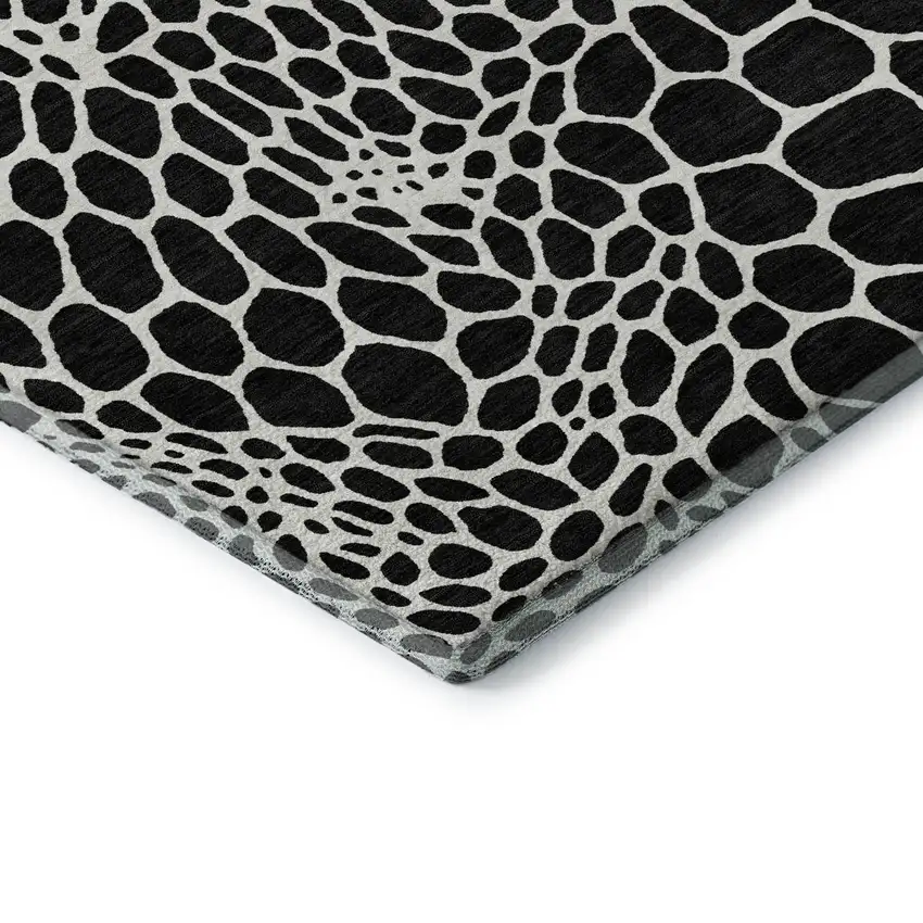 Black And Ivory Geometric Washable Area Rug With UV Protection Photo 8