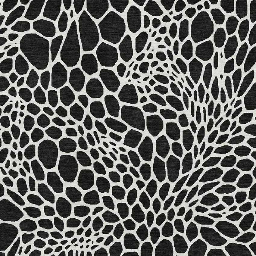 Black And Ivory Geometric Washable Area Rug With UV Protection Photo 3