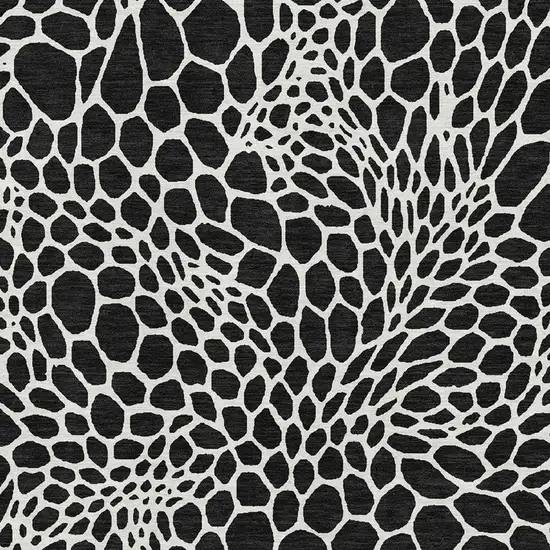Black And Ivory Geometric Washable Area Rug With UV Protection Photo 3