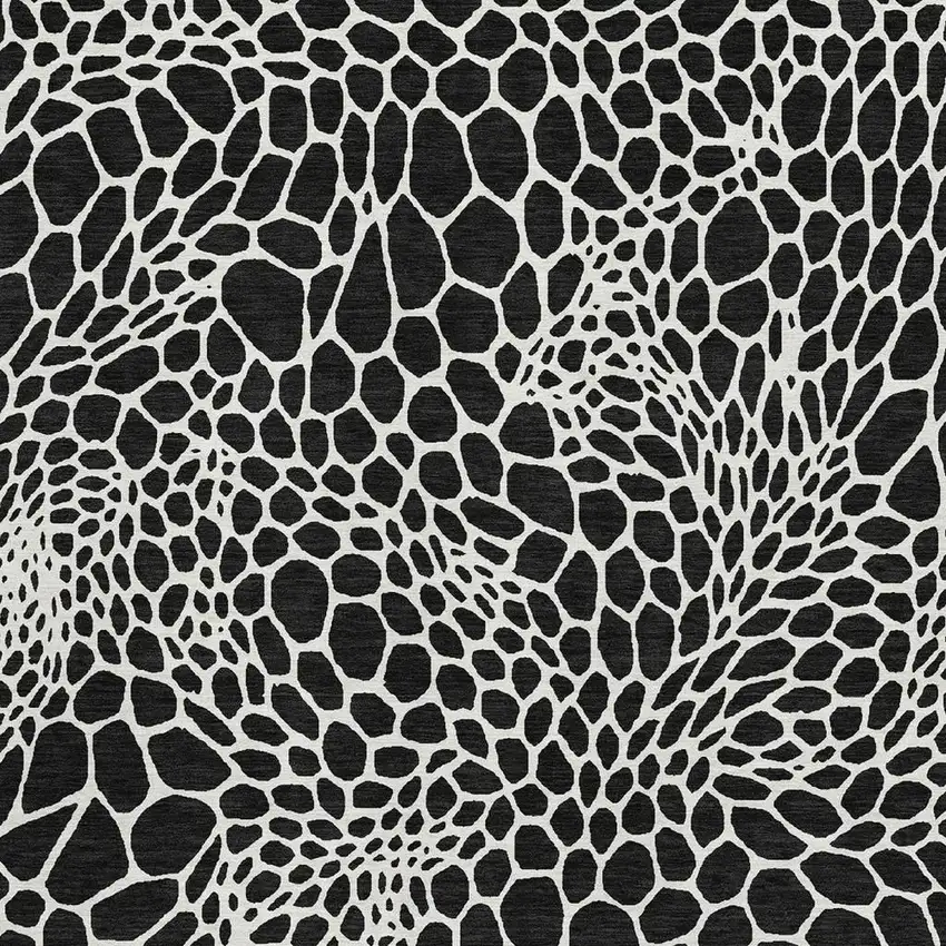 Black And Ivory Geometric Washable Area Rug With UV Protection Photo 4