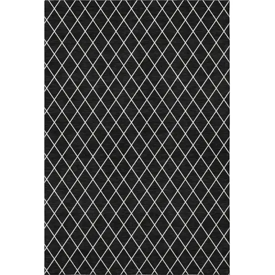 Black And Ivory Geometric Washable Area Rug With UV Protection Photo 3