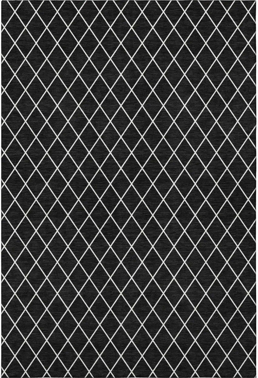 Black And Ivory Geometric Washable Area Rug With UV Protection Photo 3