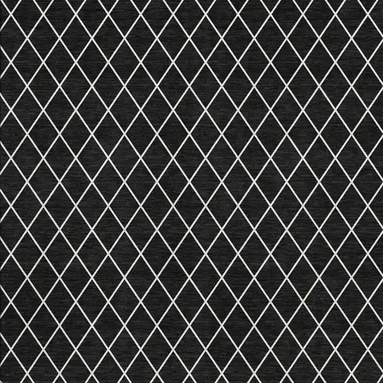 Black And Ivory Geometric Washable Area Rug With UV Protection Photo 2
