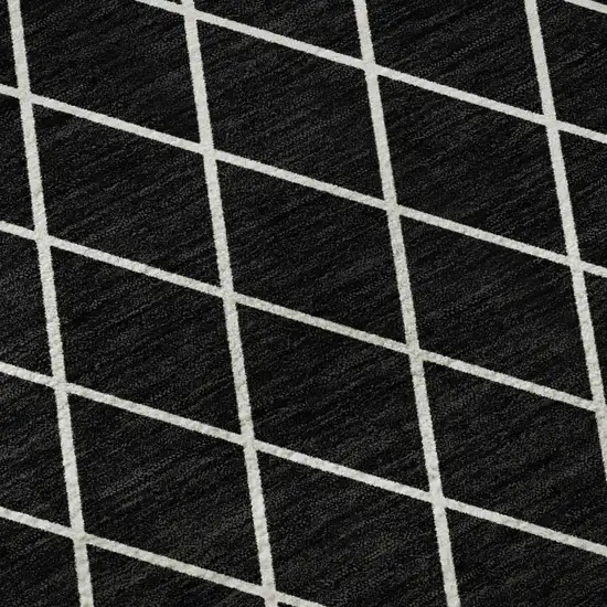 Black And Ivory Geometric Washable Area Rug With UV Protection Photo 9